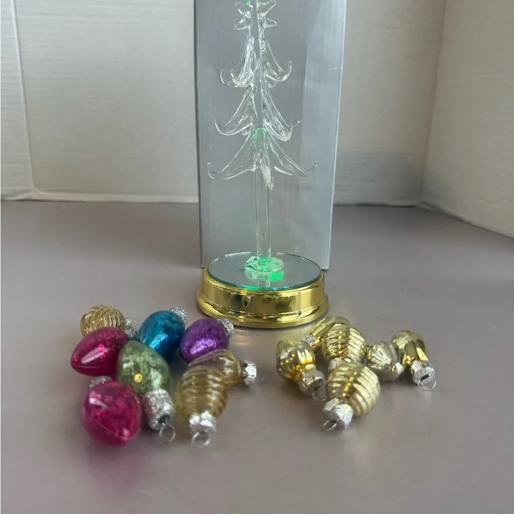 Glass Light Up Christmas Tree with Colorful Ornaments